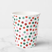 Kerst Groene Rode Polka Dots Patroon Papier Cups Papieren Bekers (Voorkant)