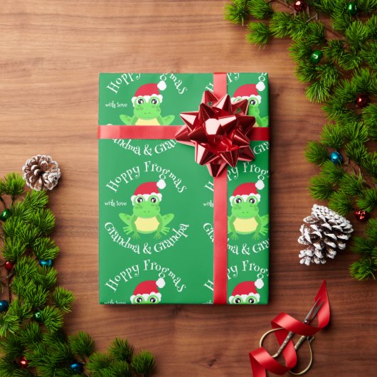Kerst Groene Santa Hoed Kikkerpatroon Schattige Cadeaupapier (Feestdagen Geschenken)