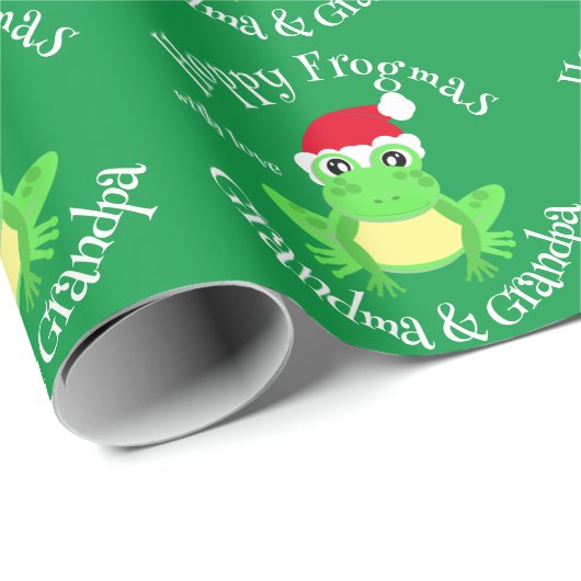 Kerst Groene Santa Hoed Kikkerpatroon Schattige Cadeaupapier (Rol Hoek)