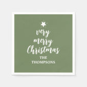 Kerst Groene Schattige Tree Star Typografie Party Servet (Voorkant)