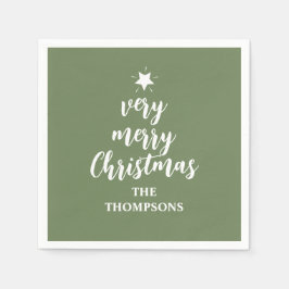Kerst Groene Schattige Tree Star Typografie Party Servet