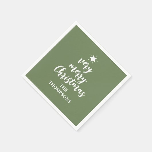 Kerst Groene Schattige Tree Star Typografie Party Servet (Hoek)