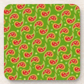 Kerst groene ster en paisley set van 6 onderzetter (Voorkant)