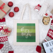 Kerst Groene Strepen Vrolijk en Helder Vakantie Tote Bag