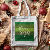 Kerst Groene Strepen Vrolijk en Helder Vakantie Tote Bag