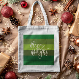 Kerst Groene Strepen Vrolijk en Helder Vakantie Tote Bag