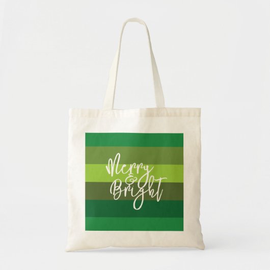 Kerst Groene Strepen Vrolijk en Helder Vakantie Tote Bag (Voorkant)