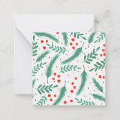 Kerst groene takken en hulstbessen notitiekaartje (Achterkant)