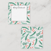 Kerst groene takken en hulstbessen notitiekaartje (Voorkant / Achterkant)