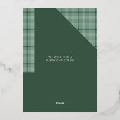 Kerst Groene Tartan en Herten Folie Feestdagenkaart (Achterkant)