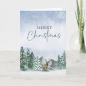 Kerst Groene Waterverf Pine Forest Gevouwen Kaart (Voorkant)