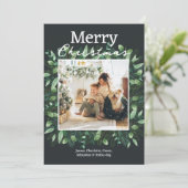 Kerst Groene Winter Bladerdak Foto Lijst Feestdagenkaart (Staand voorkant)
