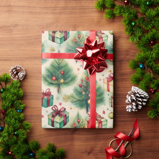 Kerst Groene Winter Tree Wrapping Paper Cadeaupapier (Feestdagen Geschenken)