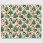 Kerst Groene Winter Tree Wrapping Paper Cadeaupapier (Vlak)