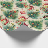 Kerst Groene Winter Tree Wrapping Paper Cadeaupapier (Hoek)