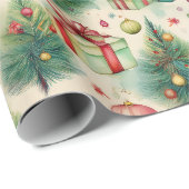 Kerst Groene Winter Tree Wrapping Paper Cadeaupapier (Rol Hoek)