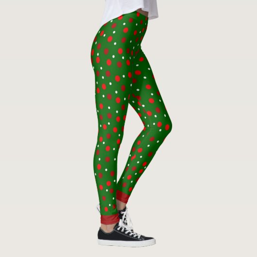 Kerst Groene/Witte & Rode Stippen leggings (Rechts)