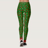 Kerst Groene/Witte & Rode Stippen leggings (Achterkant)