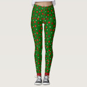 Kerst Groene/Witte & Rode Stippen leggings (Voorkant)