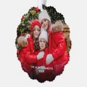 Kerst Groenen en bessen Foto Ornament Kaart (Links)