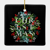 Kerst Groenen en bessen op zwart Keramisch Ornament (Achterkant)
