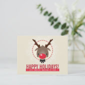 KERST GROET rode neus rendier rudolph goud Feestdagenkaart (Staand voorkant)