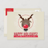 KERST GROET rode neus rendier rudolph goud Feestdagenkaart (Voorkant / Achterkant)