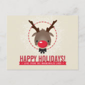 KERST GROET rode neus rendier rudolph goud Feestdagenkaart (Voorkant)