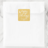 Kerst Groet Script Modern Minimalistisch Vierkante Sticker (Tas)