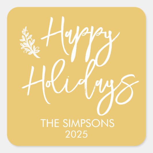 Kerst Groet Script Modern Minimalistisch Vierkante Sticker (Voorkant)