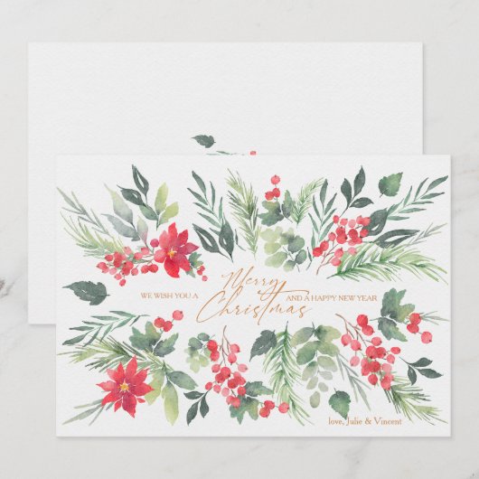 Kerst Groet Waterverf Kaart (Voorkant / Achterkant)