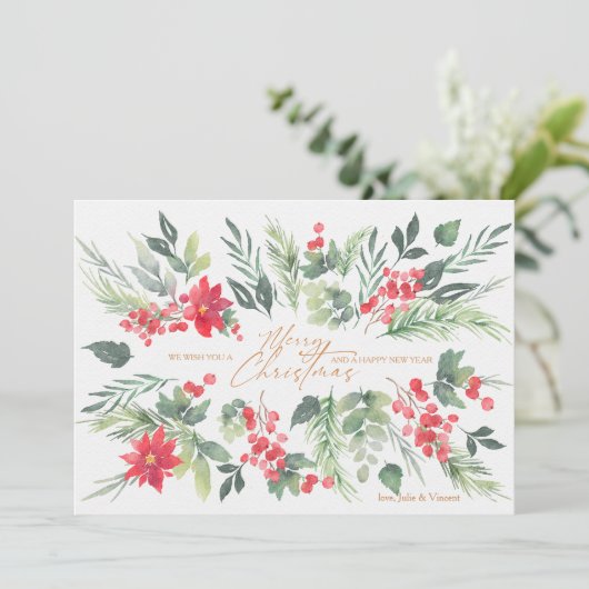 Kerst Groet Waterverf Kaart (Staand voorkant)