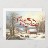 Kerst Groeten  Dorp Scène Sneeuw Feestdagenkaart (Voorkant / Achterkant)