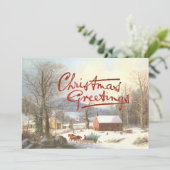 Kerst Groeten  Dorp Scène Sneeuw Feestdagenkaart (Staand voorkant)