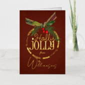 Kerst Groeten Retro Kerst Kaart Gouden Folie (Voorkant)