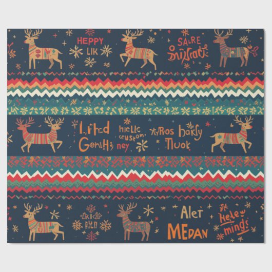 Kerst Groetjes patroon Design Cadeaupapier (Vlak)