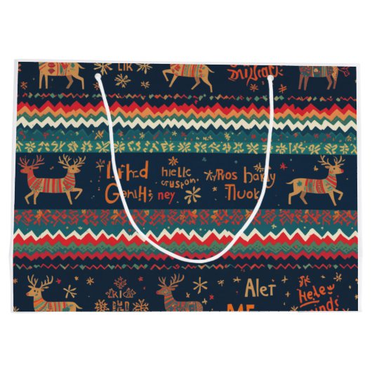 Kerst Groetjes patroon Design Groot Cadeauzakje (Achterkant)