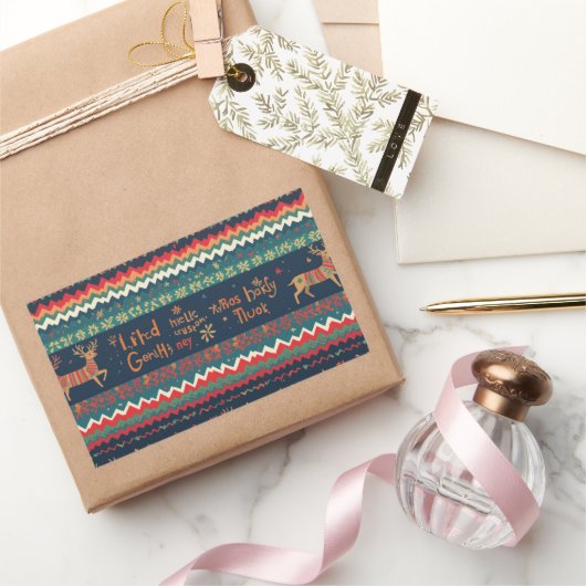 Kerst Groetjes patroon Design Rechthoekige Sticker (Geschenken)