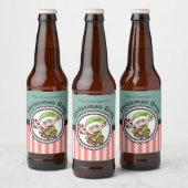 Kerst Grog met een Vakantie Elf Illustratie Bier Etiket (Flessen)