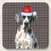 Kerst Grote Deen Hond Red Plaid Vakantie Bier Onderzetter (Voorkant)
