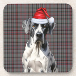 Kerst Grote Deen Hond Red Plaid Vakantie Bier Onderzetter