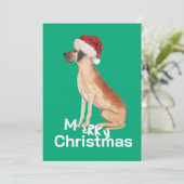 Kerst Grote Deen Hond Vrolijk Groeten Groene Kaart (Staand voorkant)