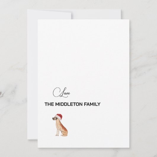 Kerst Grote Deen Hond Vrolijk Groeten Groene Kaart (Achterkant)