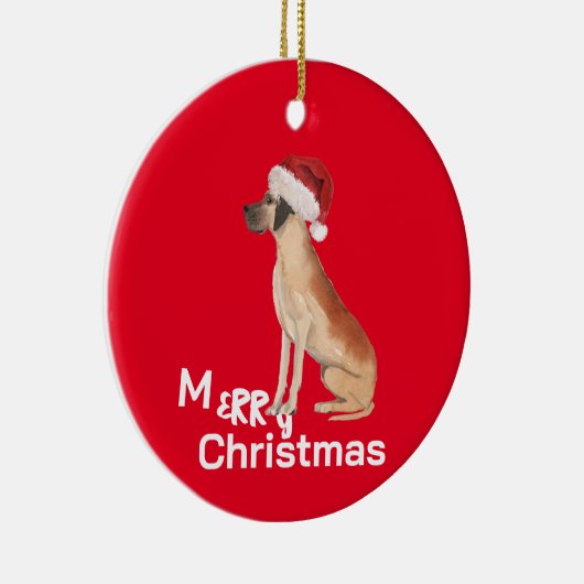 Kerst Grote Deen Hond Vrolijke Groet Keramisch Ornament (Rechts)