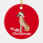 Kerst Grote Deen Hond Vrolijke Groet Keramisch Ornament (Voorkant)