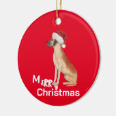Kerst Grote Deen Hond Vrolijke Groet Keramisch Ornament (Links)