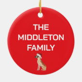 Kerst Grote Deen Hond Vrolijke Groet Keramisch Ornament (Achterkant)