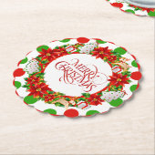 Kerst Grote Polka Dot Patroon Papier Onderzetter (Gekanteld)