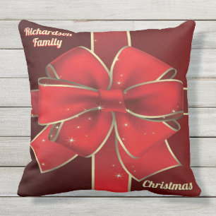 Kerst grote rode strik vakantie Joelflint monogram Buitenkussen
