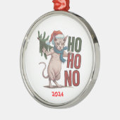 Kerst Grumpy Cat Ho Ho No Metalen Ornament (Links)